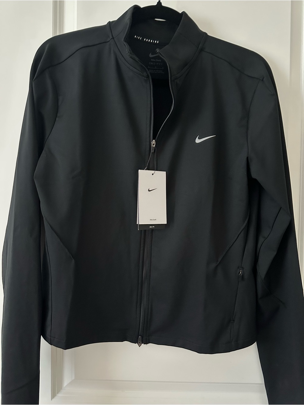 Nike Swift Dri-FIT Full-Zip Women’s Size L Black Running Jacket Pockets